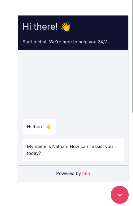 n8n chat embeded to astro sgg website