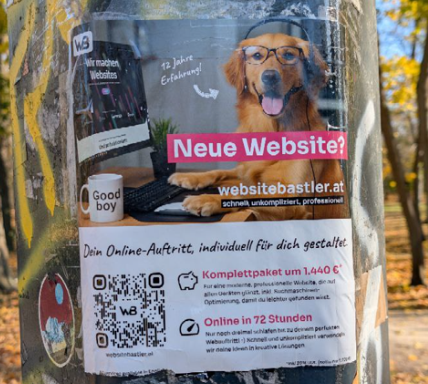 Good old printed lead with QR in an European park