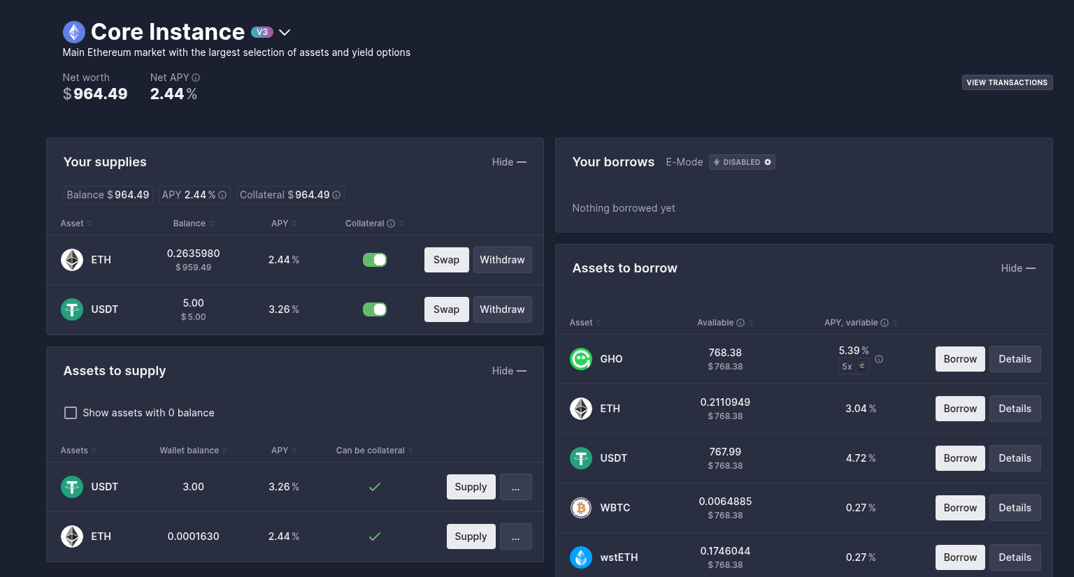 AAVE v3 UI
