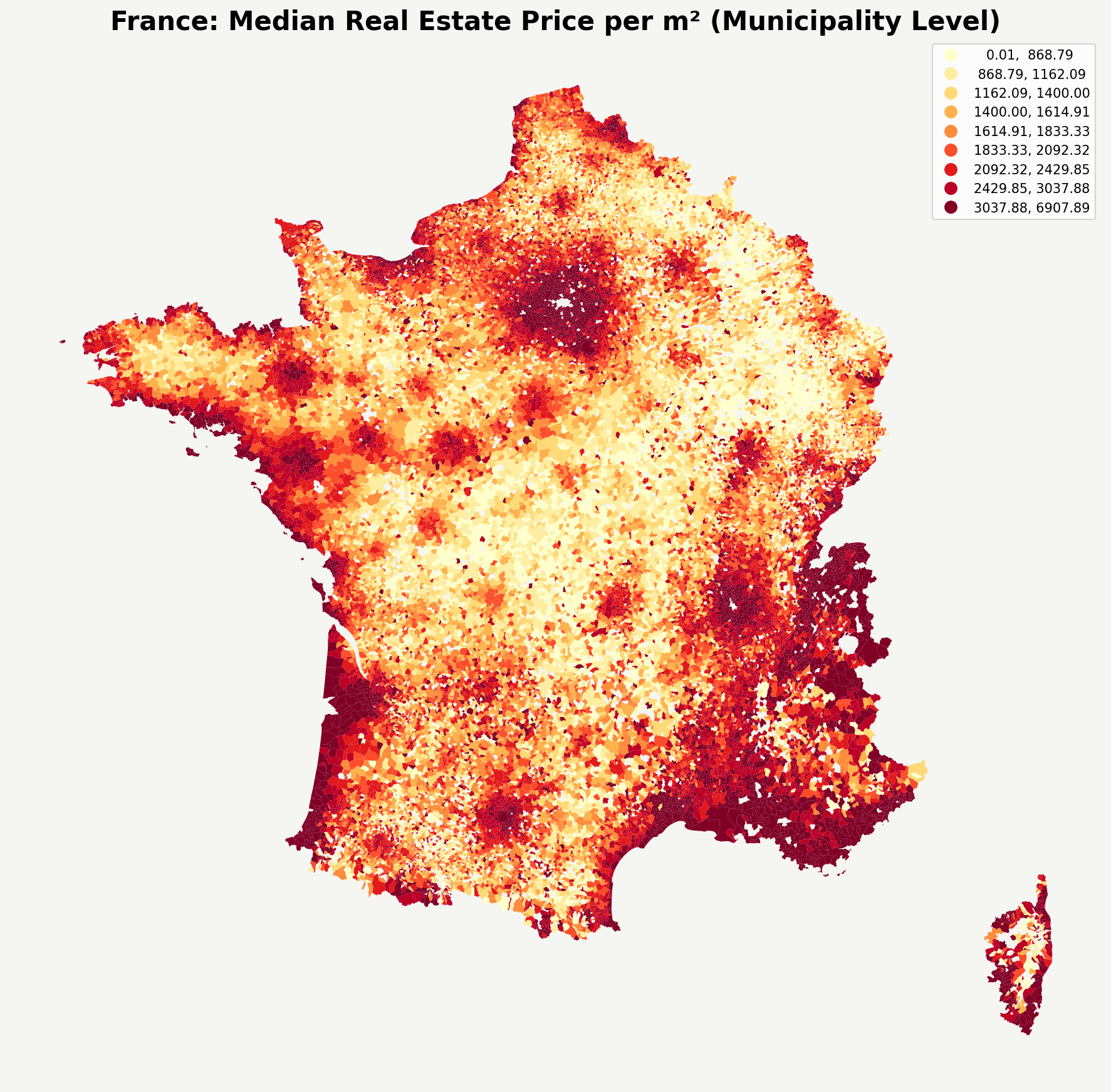 french communes 2024 price per squared meter