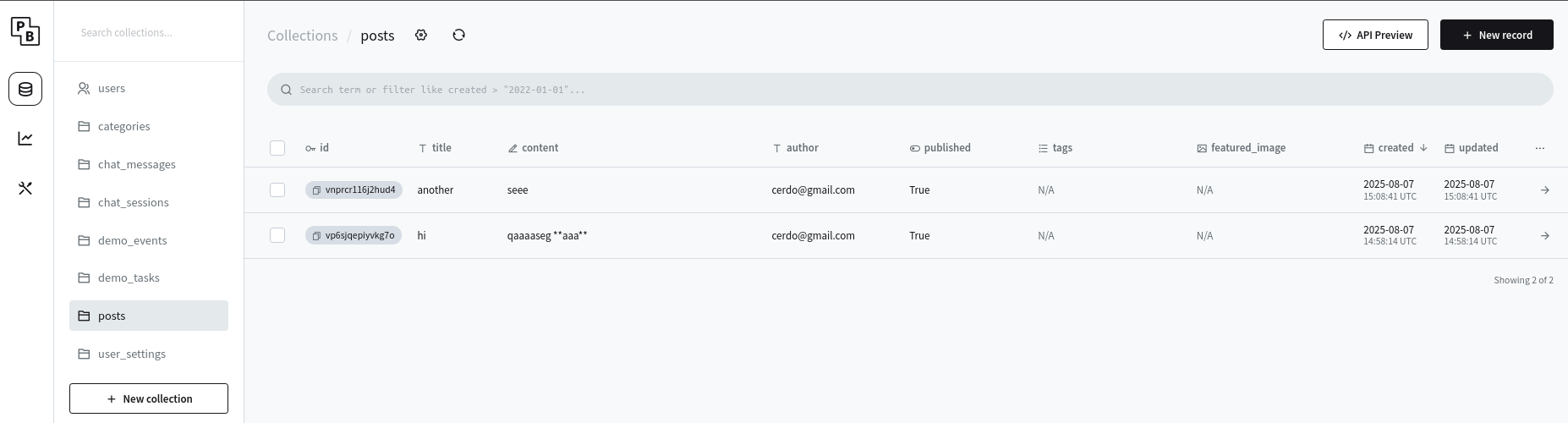 PB collection of the sample Flask WebApp