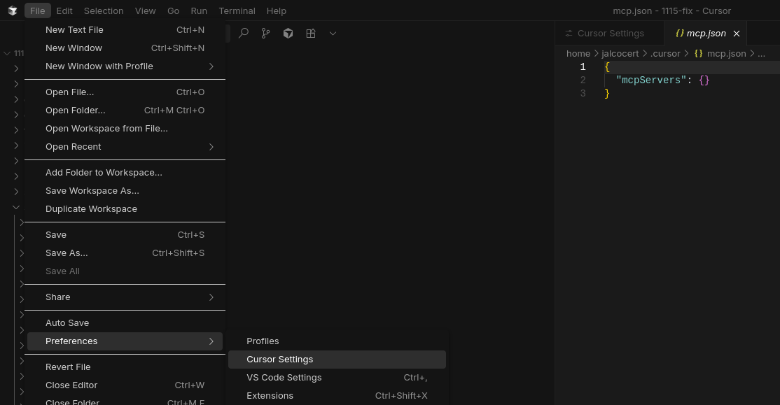 Cursor + MCp Settings