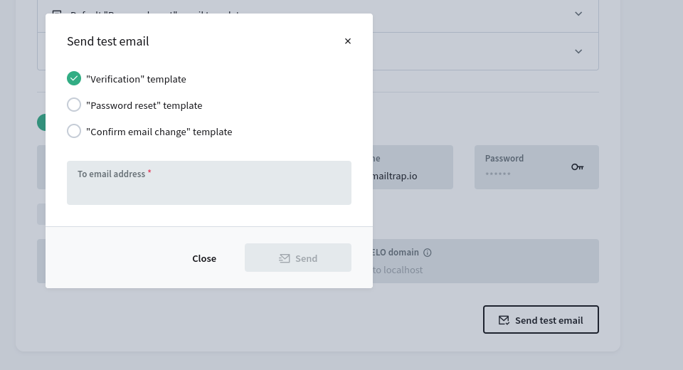Sending a test email with PB after configuring SMTP with mailtrap