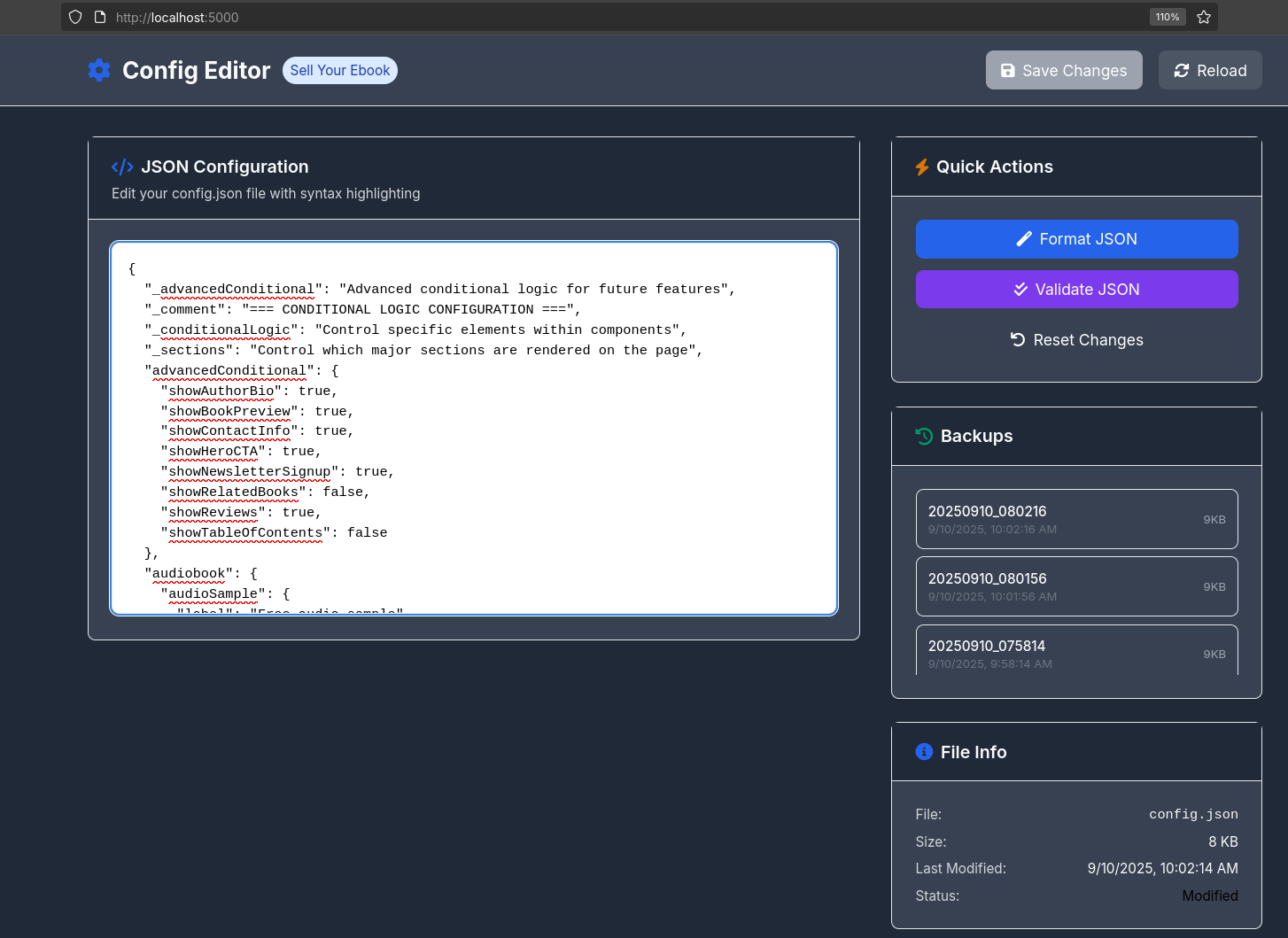 Flask CMS Editor for Ebook Landing JSON