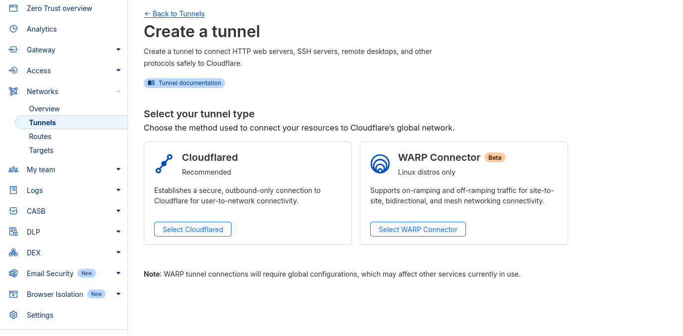 Cloudflare Zero Trust UI