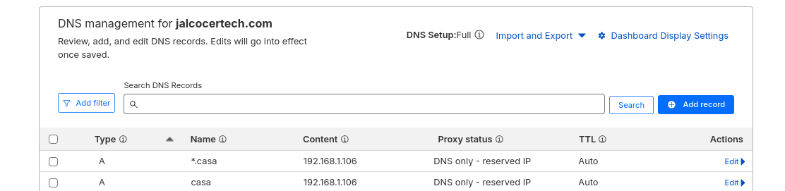 cf DNS setup with traefik