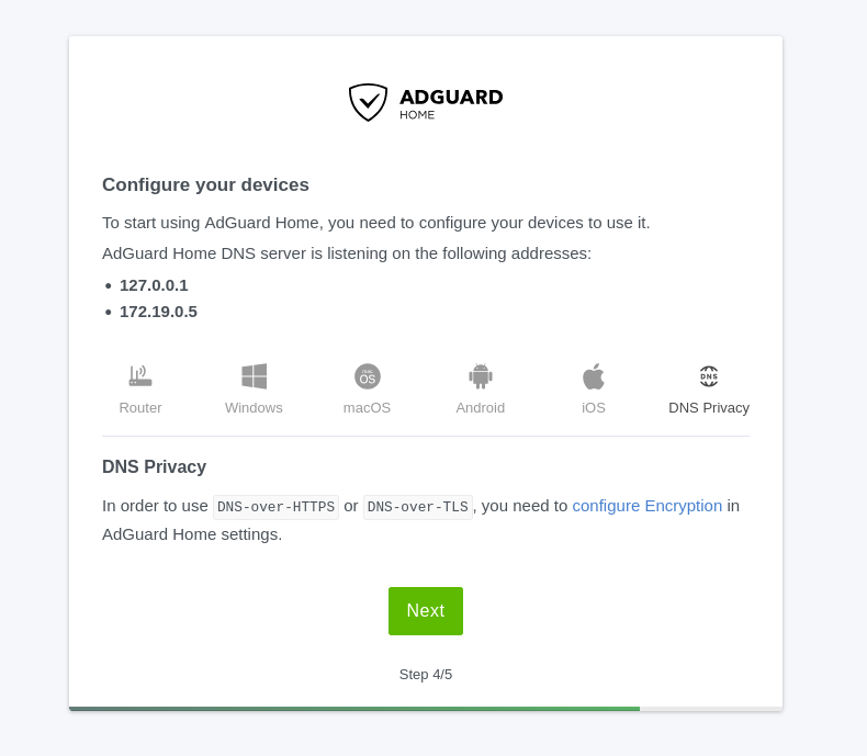 Adguard Home DNS Servers via container