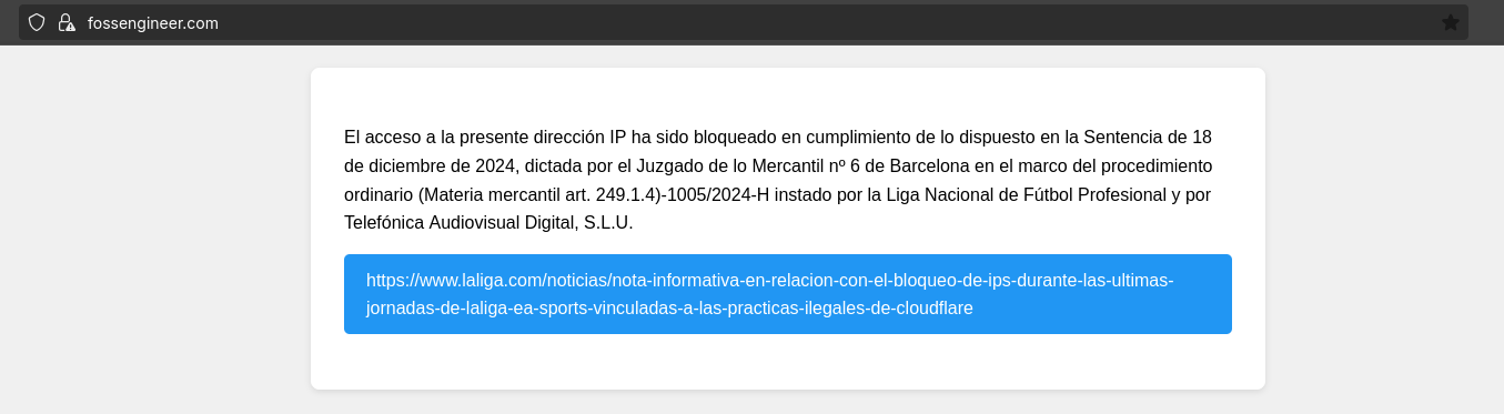 LaLiga Cloudflare Unjustified Ban