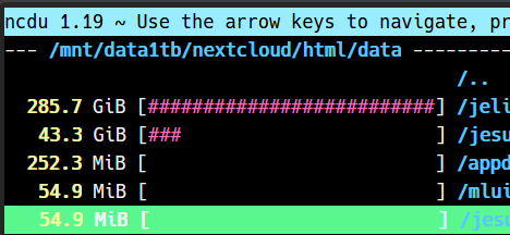 NCDU tool to check disk space