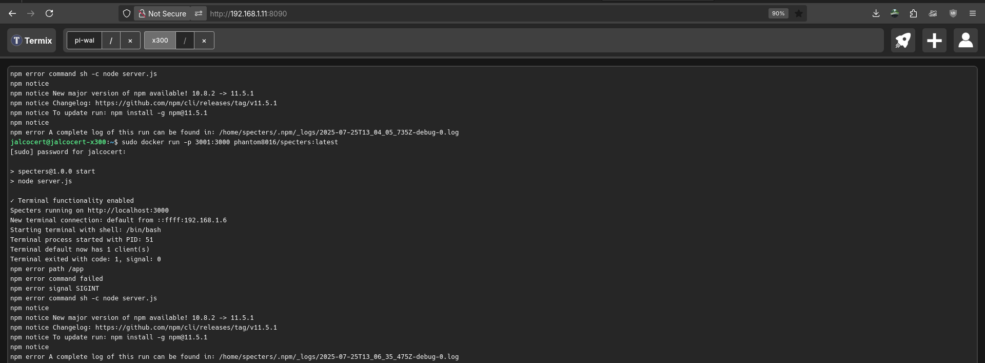 Using Specters via Termix
