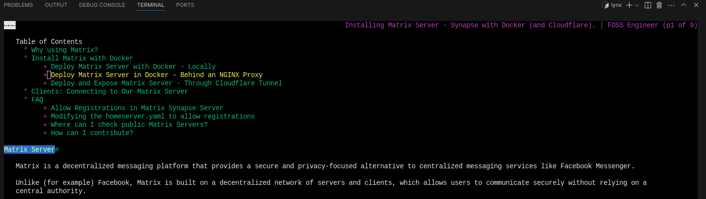 Lynx CLI based web browser