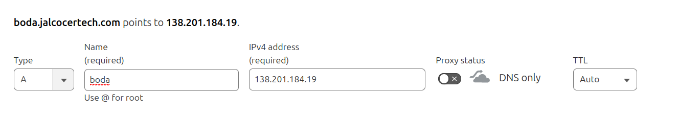 CF DNS Records to hetzner VPS