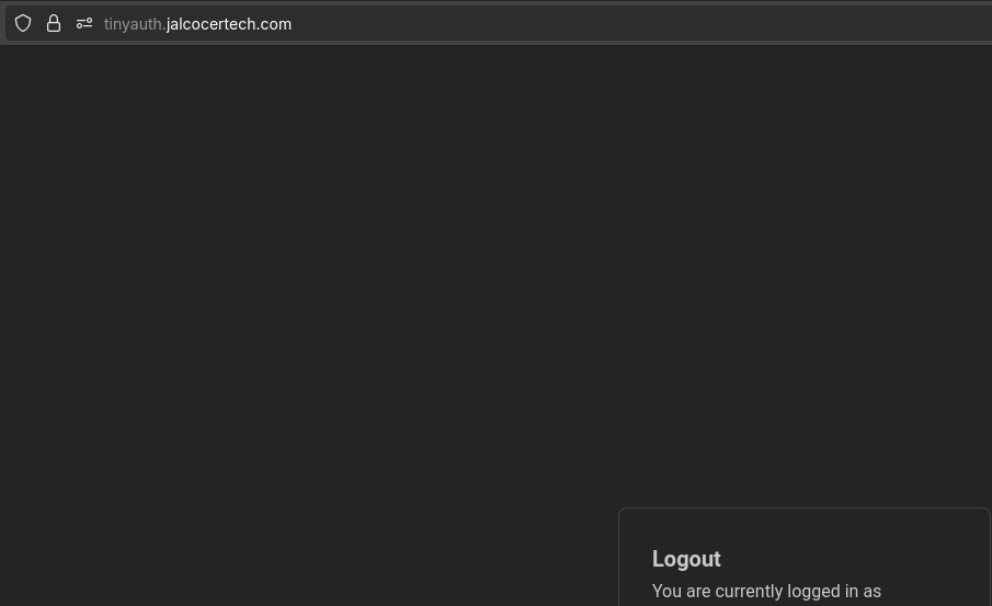 Logged in via TinyAuth