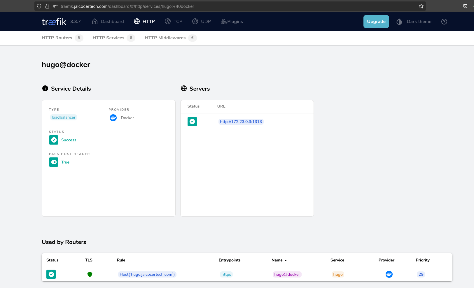 Traefik on a SubDomain Routing HUGO Dev Server