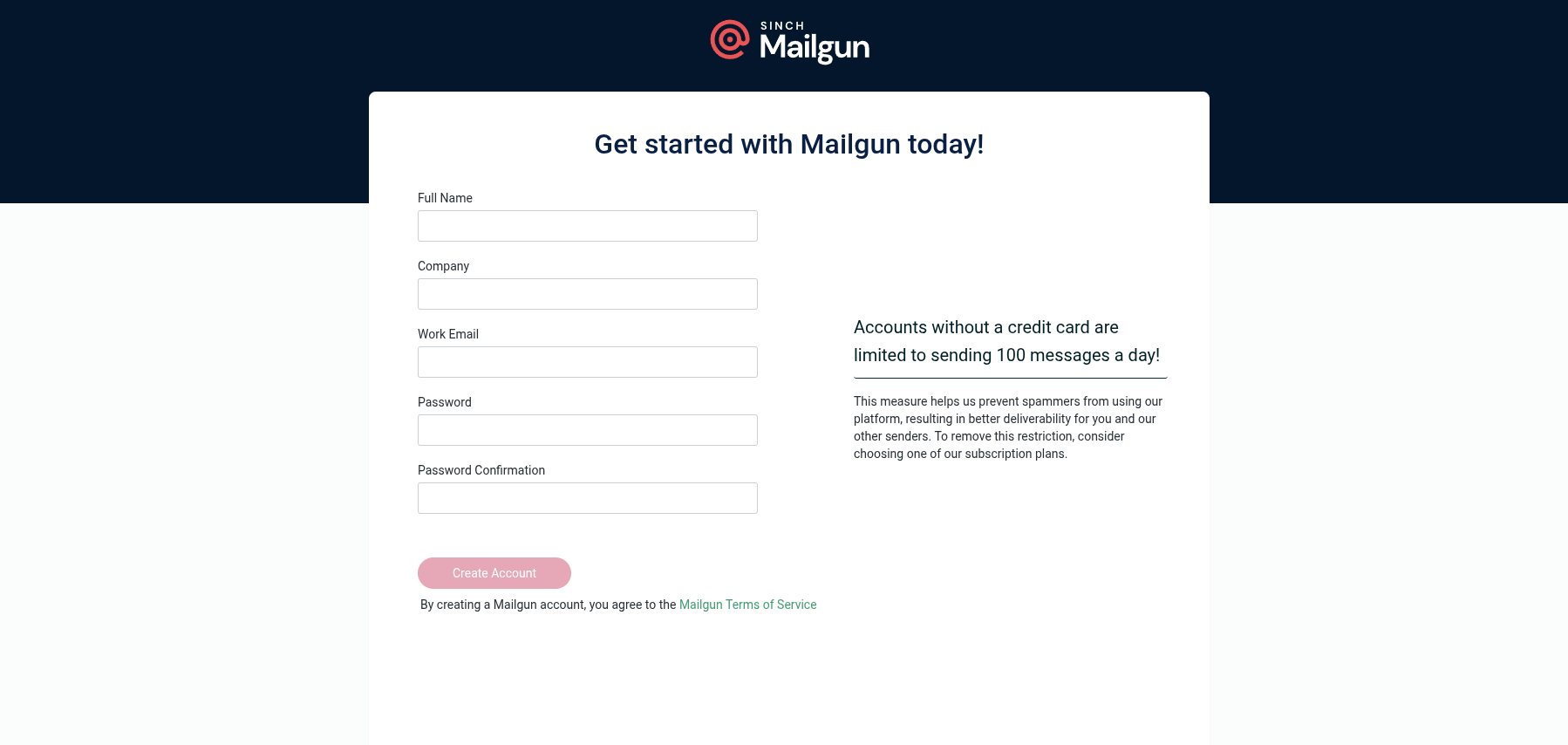 Setup mailgun free tier
