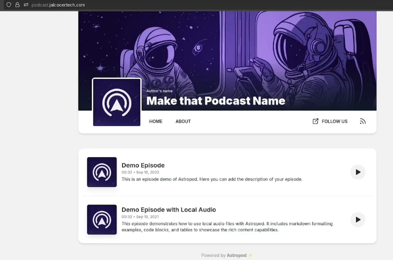 Astro Podcast Theme UI