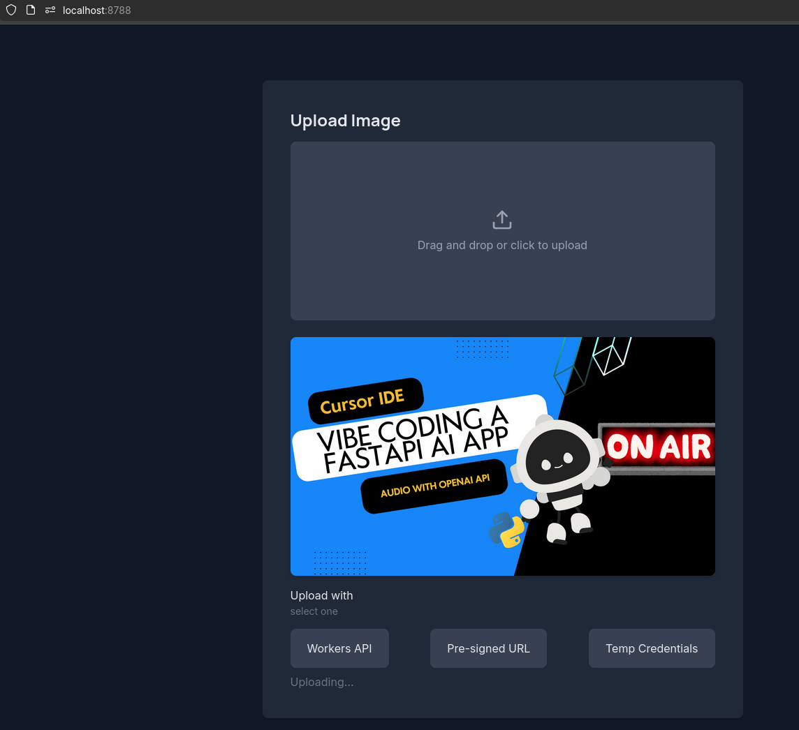 Testing nextjs app to upload files to cf R2 buckets
