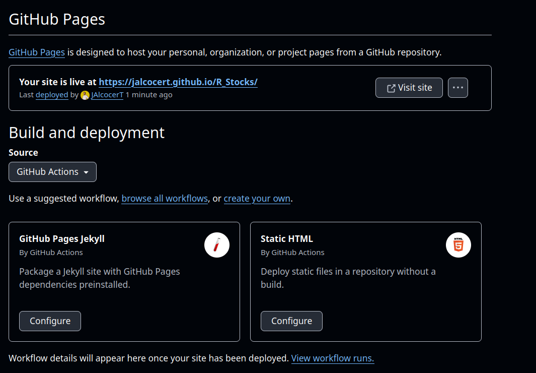 Actions static deploy