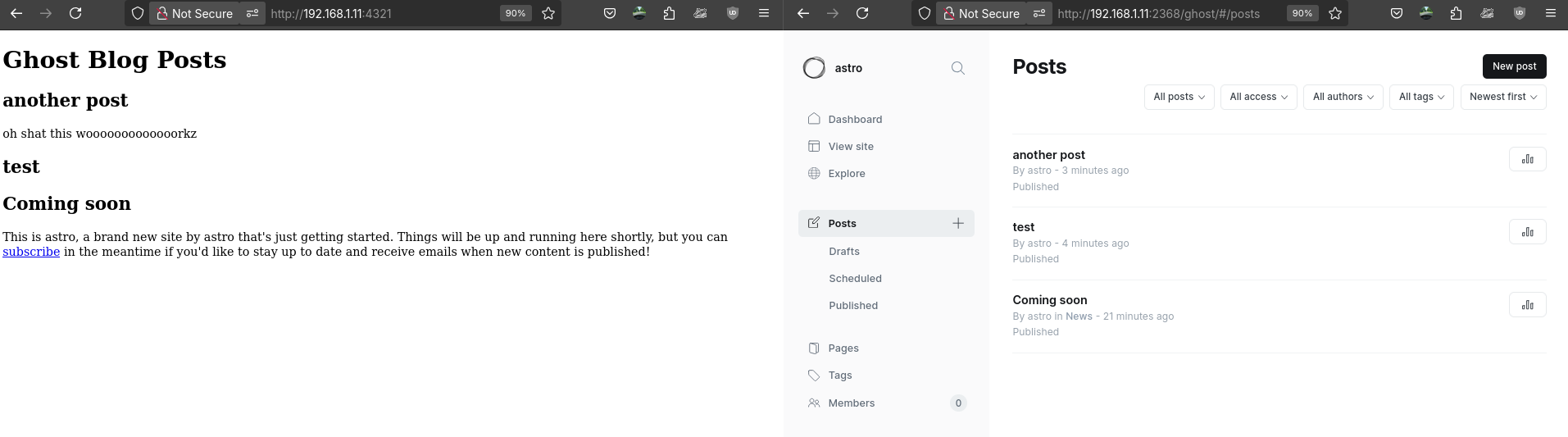 Ghost Posts Rendered to Astro