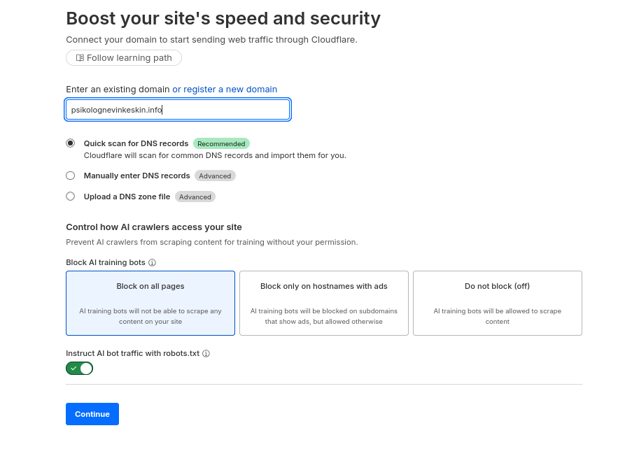 After buying the domain on porkbun I changed the NS and onboarded it to Cloudflare