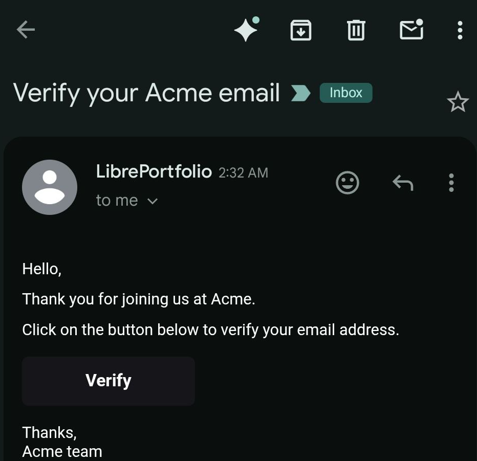 Pocketbase signup emai verification